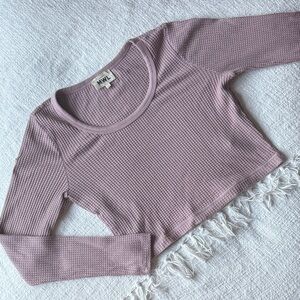 Madewell Lavender Waffle Knit Fringe Top